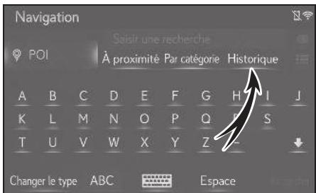 LEXUS LS XF50 - Système de navigation - Saisie de mots-clés à partir de la liste d'historique - 1