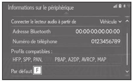 LEXUS LS XF50 - Système de navigation - Modification des informations du dispositif Bluetooth® - 3