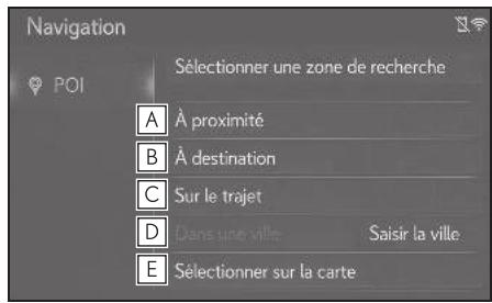LEXUS LS XF50 - Système de navigation - Paramétrage de la zone de recherche - 2