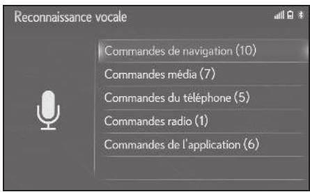 LEXUS LS XF50 - Système de navigation - ■ Affichage de l'écran de liste des commandes - 1