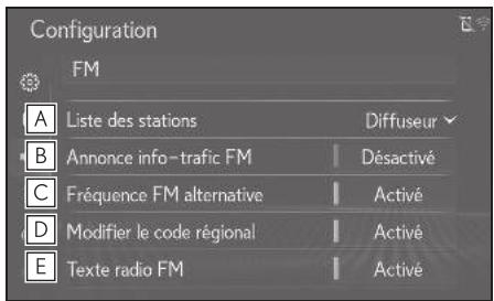LEXUS LS XF50 - Système de navigation - Paramètres radio FM - 1