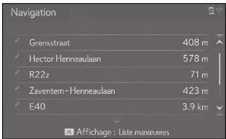 LEXUS LS XF50 - Système de navigation - Affichage de la liste des changements de direction - 1