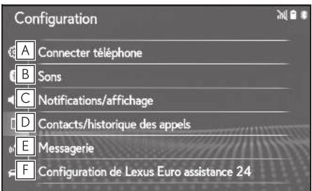 LEXUS LS XF50 - Système de navigation - Écran des paramètres du téléphone - 1
