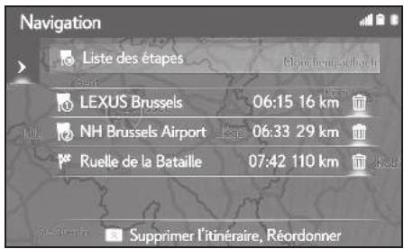 LEXUS LS XF50 - Système de navigation - Réorganisation des étapes - 1