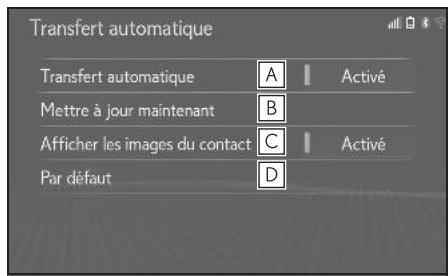 LEXUS LS XF50 - Système de navigation - Paramétrage du transfert automatique des contacts/de l'historique - 1