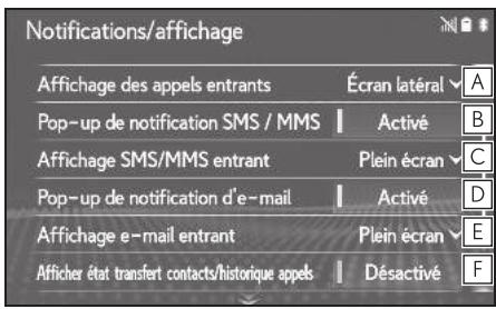 LEXUS LS XF50 - Système de navigation - Écran des paramètres des notifications/d'affichage - 1