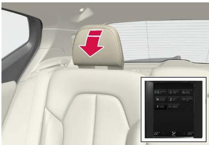 VOLVO XC40 (2024) - Rabattement de l'appui-tête extérieur de la banquette arrière à l'aide de l'écran central\* - 1