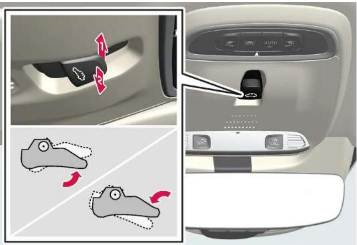VOLVO XC40 (2024) - Mettre le toit panoramique en position de ventilation avec la commande au plafond - 1