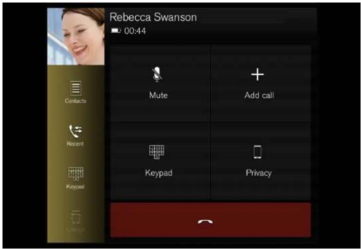 Rebecca Swanson 00:44 Contacts Recent Keypad Change Mute Add call Keypad Privacy