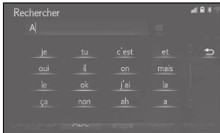 LEXUS UX ZA10 - Système de navigation - Affichage des propositions de texte prédictif* - 2