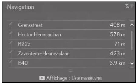 LEXUS UX ZA10 - Système de navigation - Affichage de la liste de changements de direction - 1