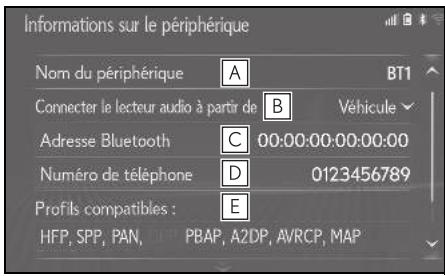 LEXUS UX ZA10 - Système de navigation - Modification des informations relatives à l'appareil bluetooth® - 2