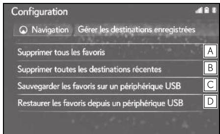 LEXUS UX ZA10 - Système de navigation - Affichage de l'écran de gestion des destinations enregistrées - 2