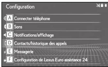 LEXUS UX ZA10 - Système de navigation - Écran des réglages du téléphone - 1