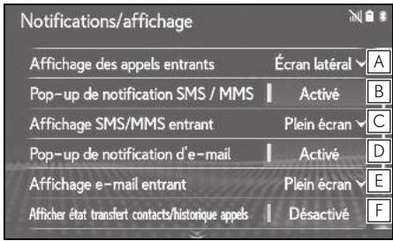 LEXUS UX ZA10 - Système de navigation - Écran des réglages de l'affichage/des notifications - 1