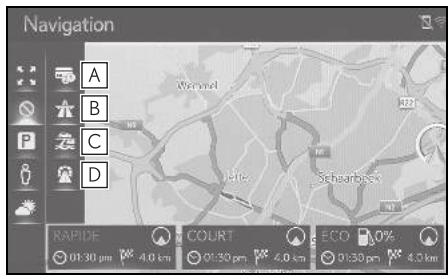 LEXUS UX ZA10 - Système de navigation - Réglage des critères d'évitement - 2