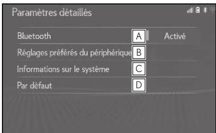 LEXUS UX ZA10 - Système de navigation - Écran "paramètres détaillés - 1