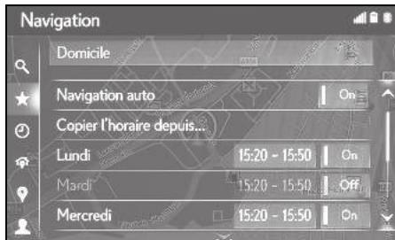 LEXUS UX ZA10 - Système de navigation - Enregistrement des créneaux journaliers/horaires - 3