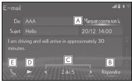 LEXUS UX ZA10 - Système de navigation - Consultation des messages reçus - 1