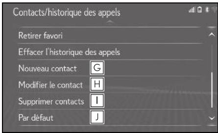 LEXUS UX ZA10 - Système de navigation - Écran des réglages des contacts/du journal d'appels - 2