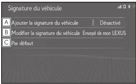 LEXUS UX ZA10 - Système de navigation - Paramètres de signature du véhicule - 1