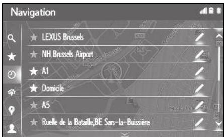 LEXUS UX ZA10 - Système de navigation - Recherche parmi les dernières destinations - 1