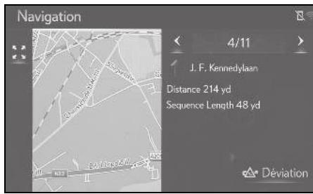 LEXUS UX ZA10 - Système de navigation - Évitemment d'un segment d'itinéraire à partir de la liste de changements de direction - 2