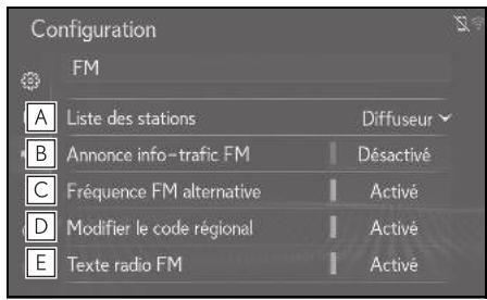 LEXUS UX ZA10 - Système de navigation - Réglages de radio FM - 1