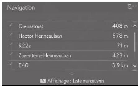 LEXUS UX ZA10 - Système de navigation - Évitemment d'un segment d'itinéraire à partir de la liste de changements de direction - 1