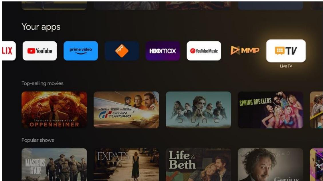 Your apps LIX YouTube prime video HBO MAX YouTube Music MMP TV LiveTV Top-selling movies OPPENHEIMER GRAN TURISMO SPRING BREAKERS Popular shows MASTERS EXPATS Life & Beth Genius