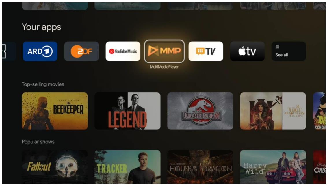 Your apps ARD 2DF YouTube Music MMP MultiMediaPlayer Apple TV See all Top-selling movies THE BEEKEEPER LEGEND JURASSIC PARK JUKEE MUSKITE IS CONCHY Popular shows Fallout TRACKER GHAARTHATIEST HOUSE OF THE DRAGON Harry Wild ORIG