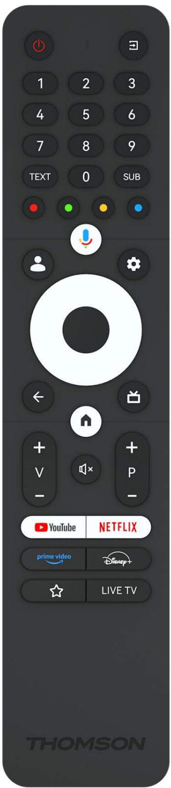 1 2 3 4 5 6 7 8 9 TEXT 0 SUB ← + V - + P - YouTube NETFLIX prime video Disney+ LIVE TV THOMSON