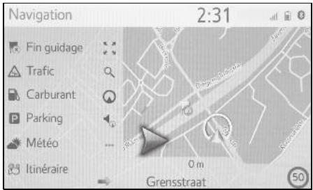 Navigation 2:31 Fin guidage Trafic Carburant Parking Météo Itinéraire Grensstraat 0 m 50