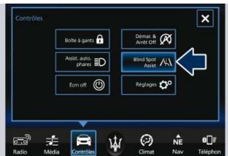 Maserati Levante - Configuration de l'Avertissement d'angle mort (BSA) et de la Détction d'obstacle transversal (RCP) - 1