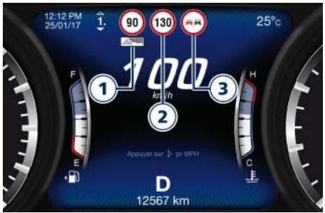 Maserati Levante - Configuration et surveillance des panneaux routiers sur le tableau de bord - 2
