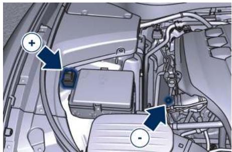 Maserati Levante - Position des bornes de batterie à distance - Moteurs essence - 1