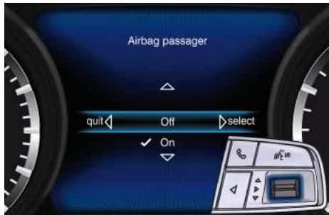 Maserati Levante - Déactivation de l'airbag passager (si prévue) - 2