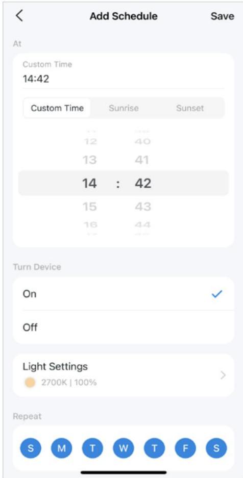 TP-LINK Ampoule WIFI Connectée - Définir le calendrier - 1