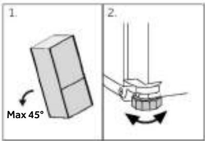 1. Max 45° 2.
