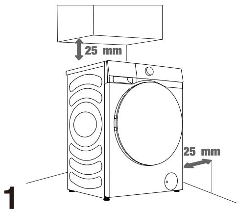 HISENSE WF5S1243BW - Dégagements pour l'installation du lave-linge - 1