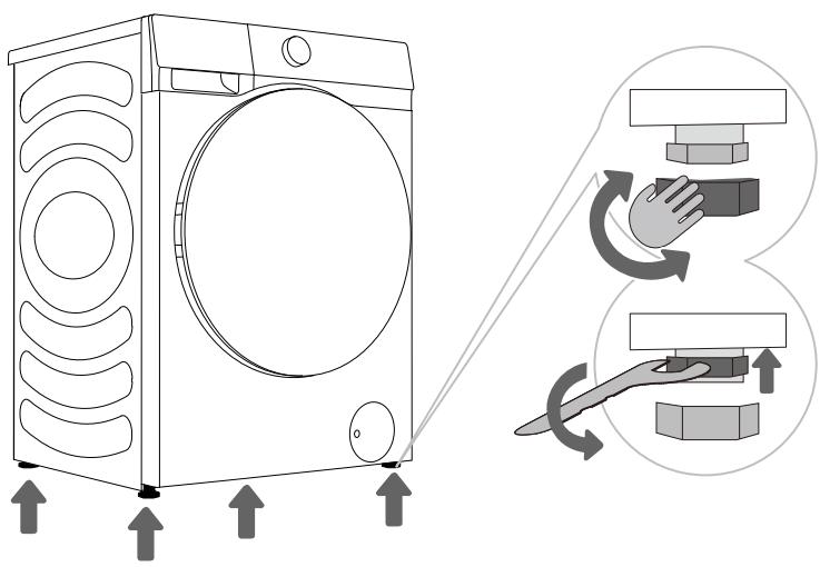 HISENSE WF5S1243BW - RéGLAGE DES PIEDS DU LAVE-LINGE - 1