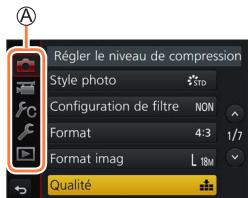 PANASONIC DCFZ82 - FCFZ81 - DCFZ83 - Permuter le type de menu - 1