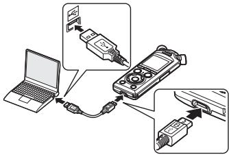 OM SYSTEM LSP5 - Connexion de l'enregistreur vocal à un ordinateur - 1