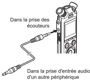 OM SYSTEM LSP5 - Branchez un autre appareil sur la prise des écouteurs de l'enregistreur vocal (hearts). - 1