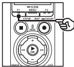 OM SYSTEM LSP5 - Appuyez sur la touche F1 (CLAP) sur l'enregistreur vocal. - 1