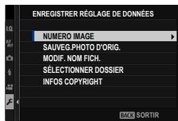FUJIFILM X100V - ENREGISTRER RÉGLAGE DE DONNÉES - 1