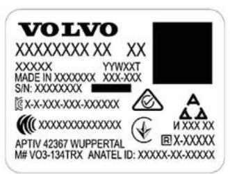 VOLVO XXXXXXXX XX XX XXXXXXXX YYWXXT MADE IN XXXXXXX XXX-XXX S/N: XXXXXXXX X-X-XXX-XXX-XXXXX XXXXXXXXXXXXX APTIV 42367 WUPPERTAL M# VO3-134TRX ANATEL ID: XXXXX-XX-XXXXX