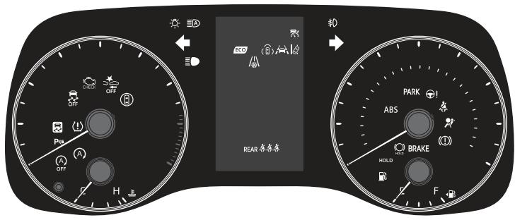 TOYOTA Corolla Cross (2024) - Témoins et témoins d'avertissement affichés sur le combiné d'instruments - 1