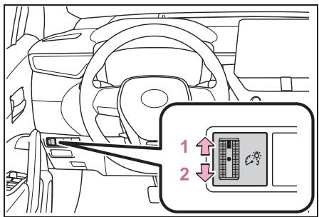 TOYOTA Corolla Cross (2024) - Modification de la lumino- sité des éclairages du tableau de bord - 1