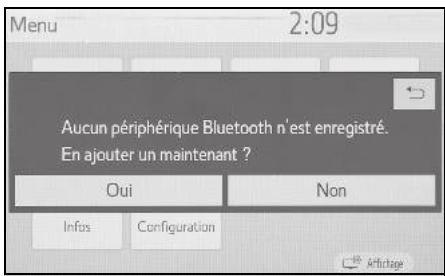 Menu 2:09 Aucun périphérique Bluetooth n'est enregistré. En ajouter un maintenant ? Oui Non Infus Configuration